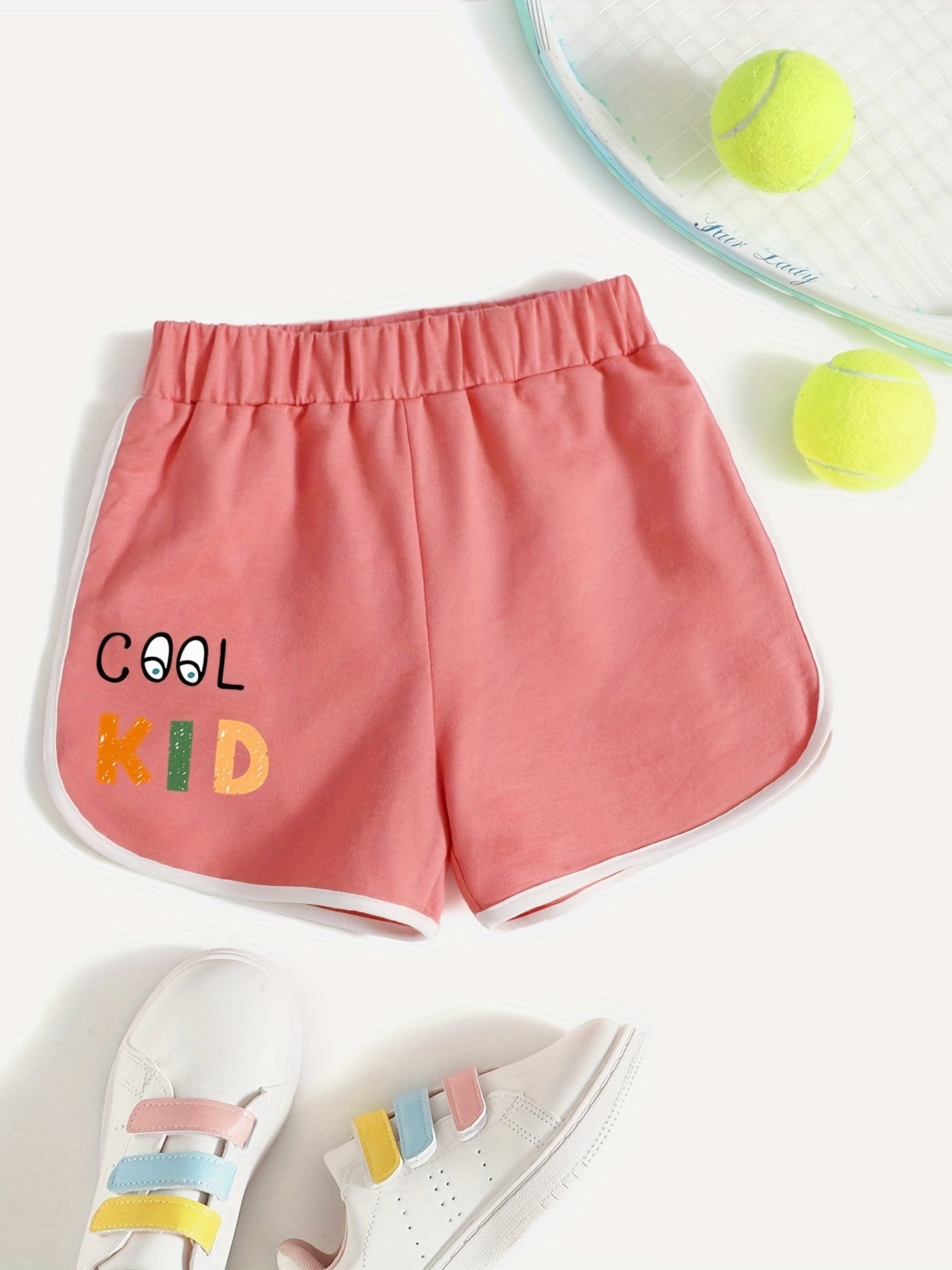 Girls Cartoon 'Cool Kid' Active Running Shorts Summer Athletic Shorts