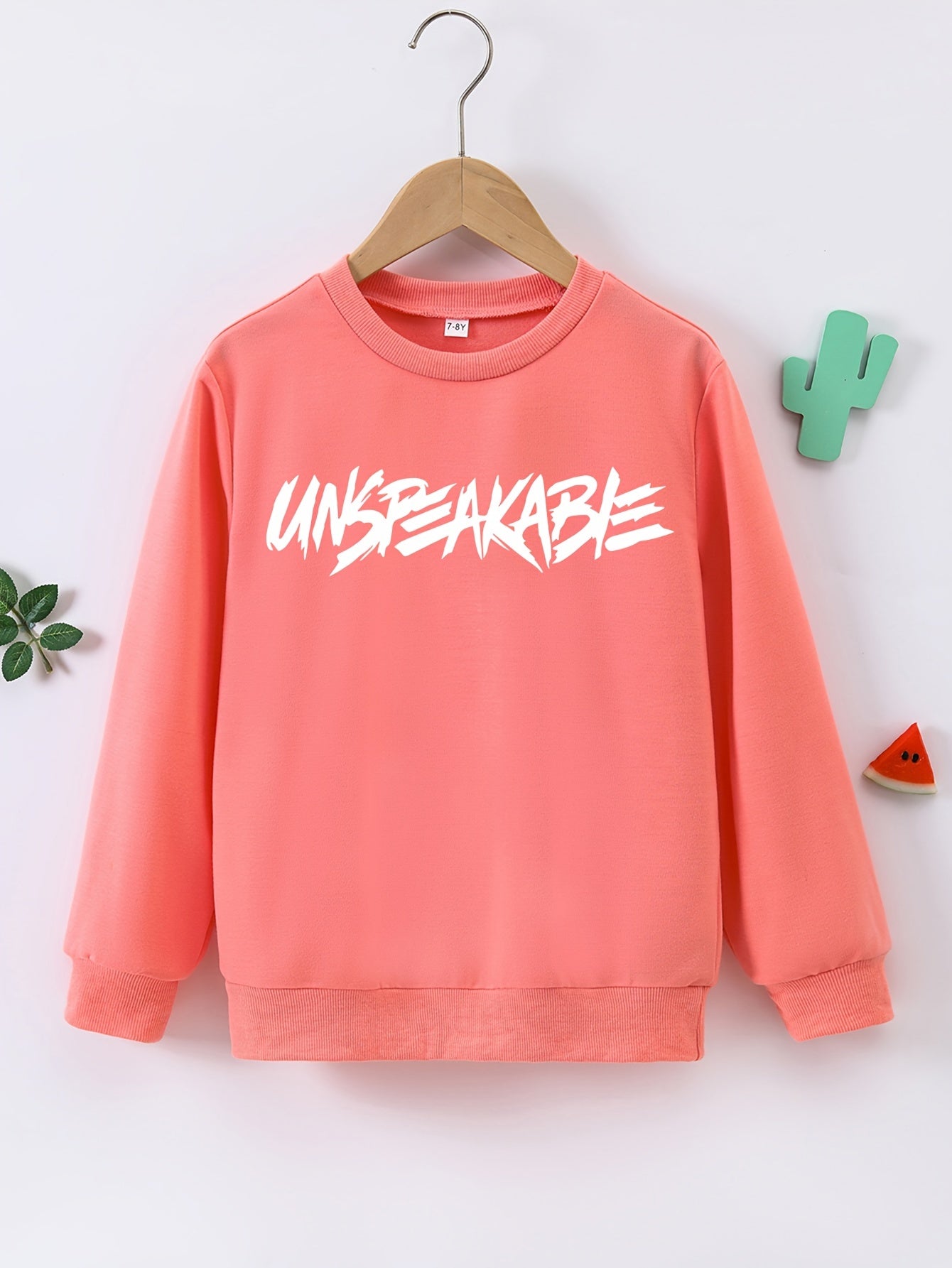 UNSPEAKABLE Letter Print Boys Casual Pullover Sweatshirt Long Sleeve Crew Neck