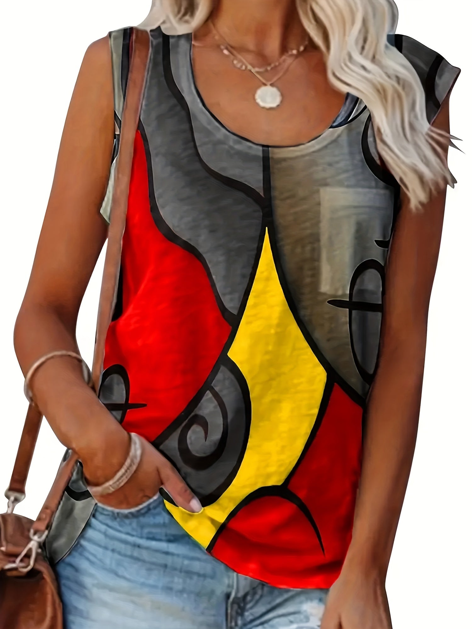  Abstract Graphic Print Tank Top