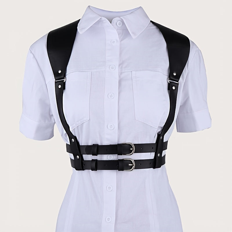 Women's PU Leather Harness Belt Punk Body Chain Waist Belt Halter