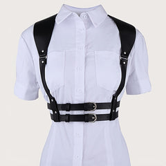 Women's PU Leather Harness Belt Punk Body Chain Waist Belt Halter