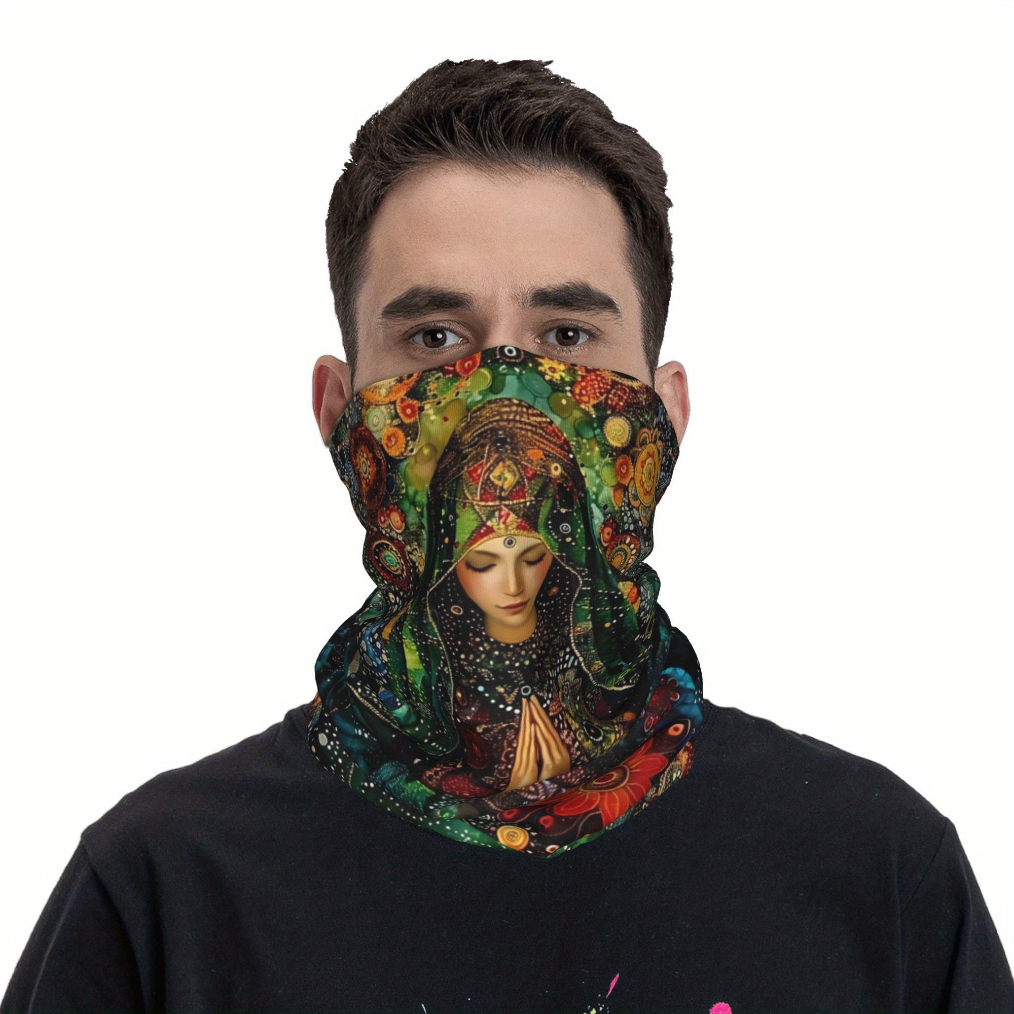 Klimt-Inspired Green & Gold Beanie Scarf