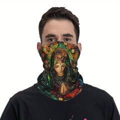 Klimt-Inspired Green & Gold Beanie Scarf