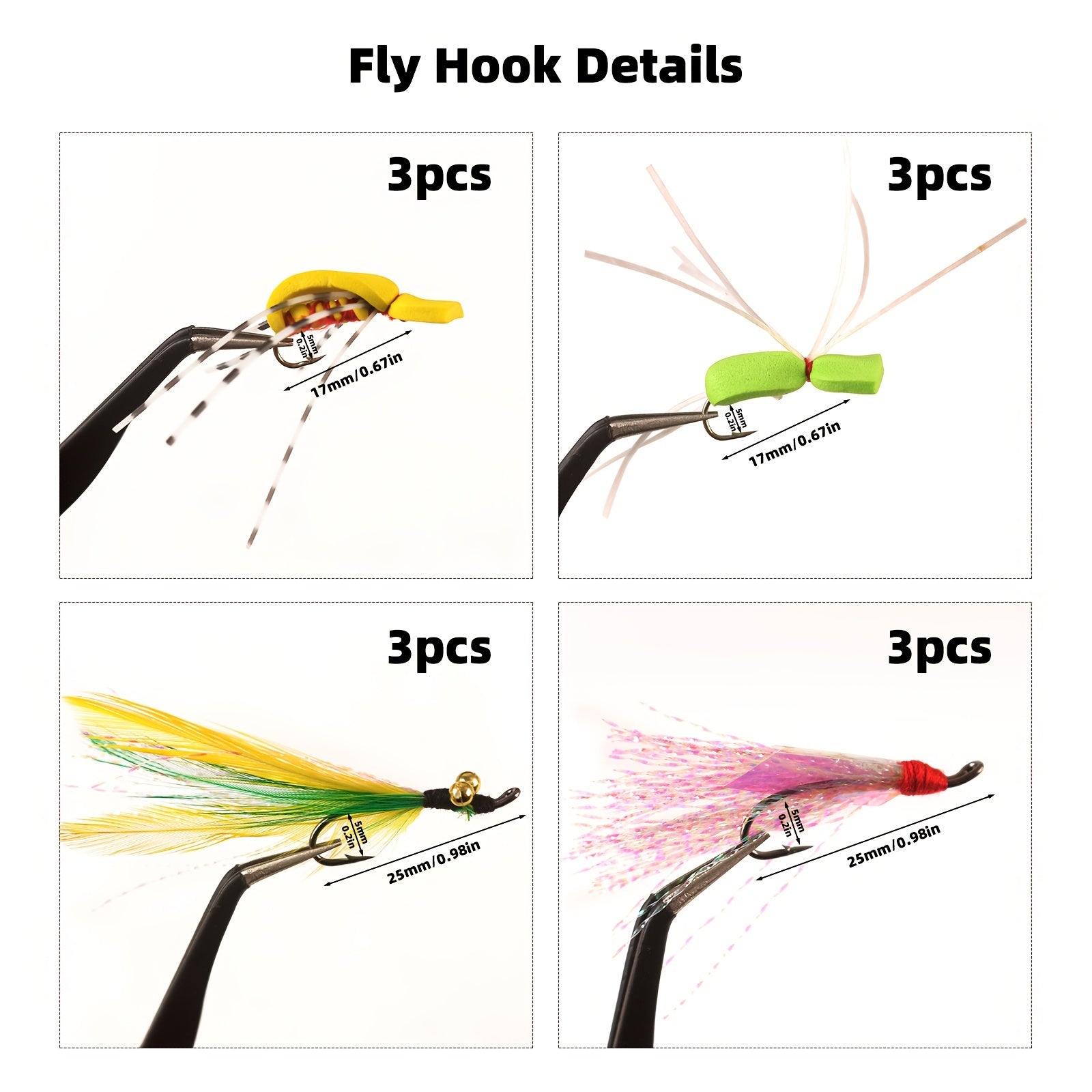12pcs Bionic Fly Hook Artificial Fishing Flies Outdoor Fishing Accessories