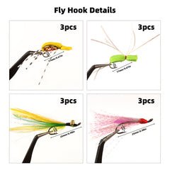 12pcs Bionic Fly Hook Artificial Fishing Flies Outdoor Fishing Accessories
