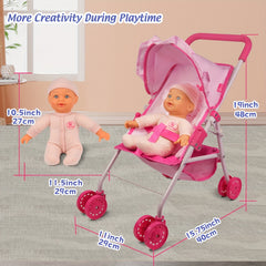 Adorable Adventure Anivia Pink Doll Stroller with Soft Body