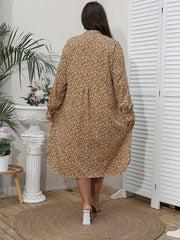 Floral Print Long Sleeve Shirt Dress