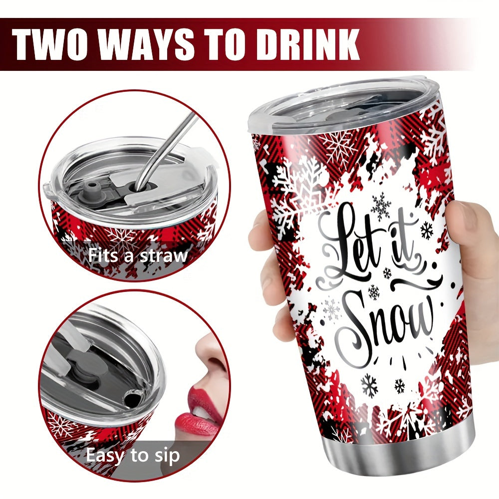 Christmas Printed Stainless Steel Water Cup 590ml Double Layer Vacuum Bottle