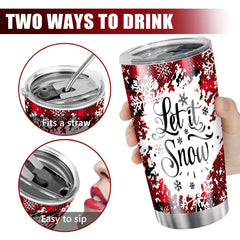 Christmas Printed Stainless Steel Water Cup 590ml Double Layer Vacuum Bottle