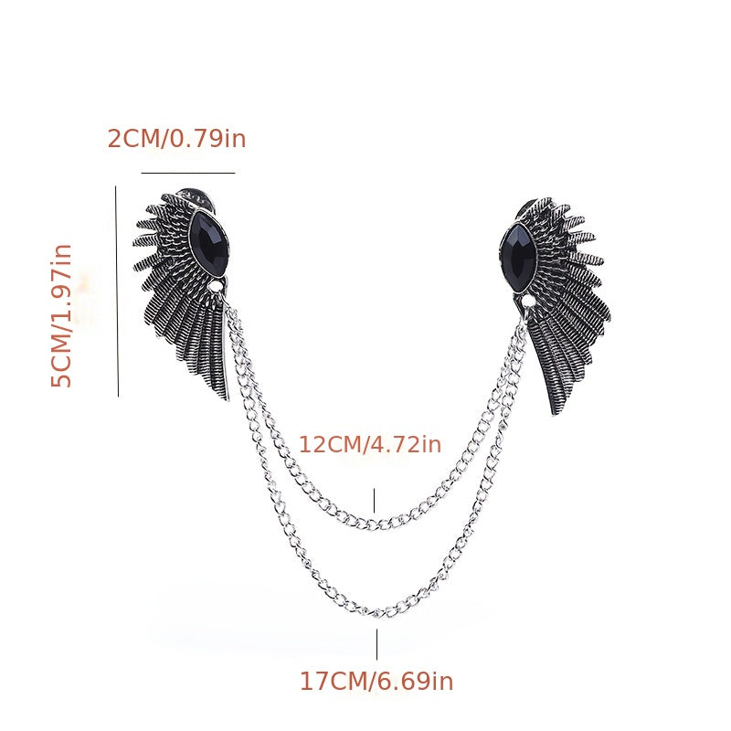 Vintage Wing Chain Gem Collar Chain Collar Pin