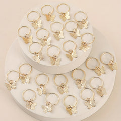 24pcs Butterfly Hair Ring Golden Accessory For Girls Women