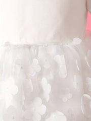 Girls Flowers Appliques Puff Sleeve Princess Dress For Summer