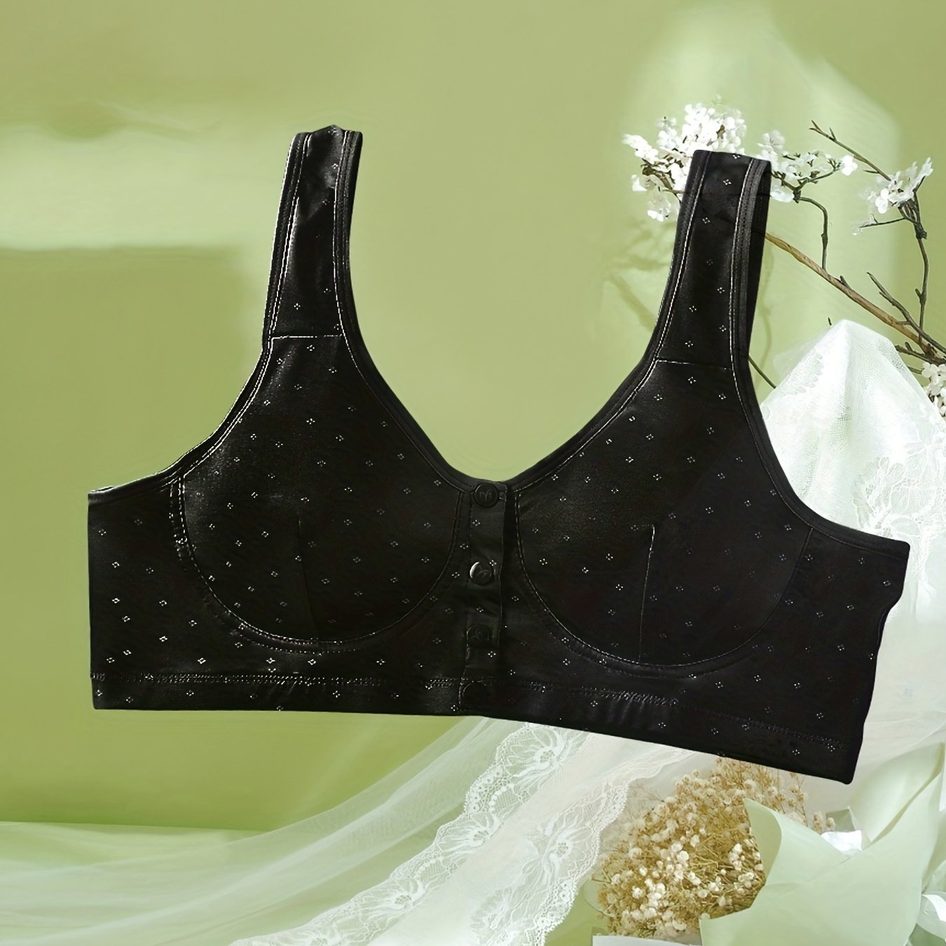 Plus Size Women's Ditsy Print Padded Comfort Bra