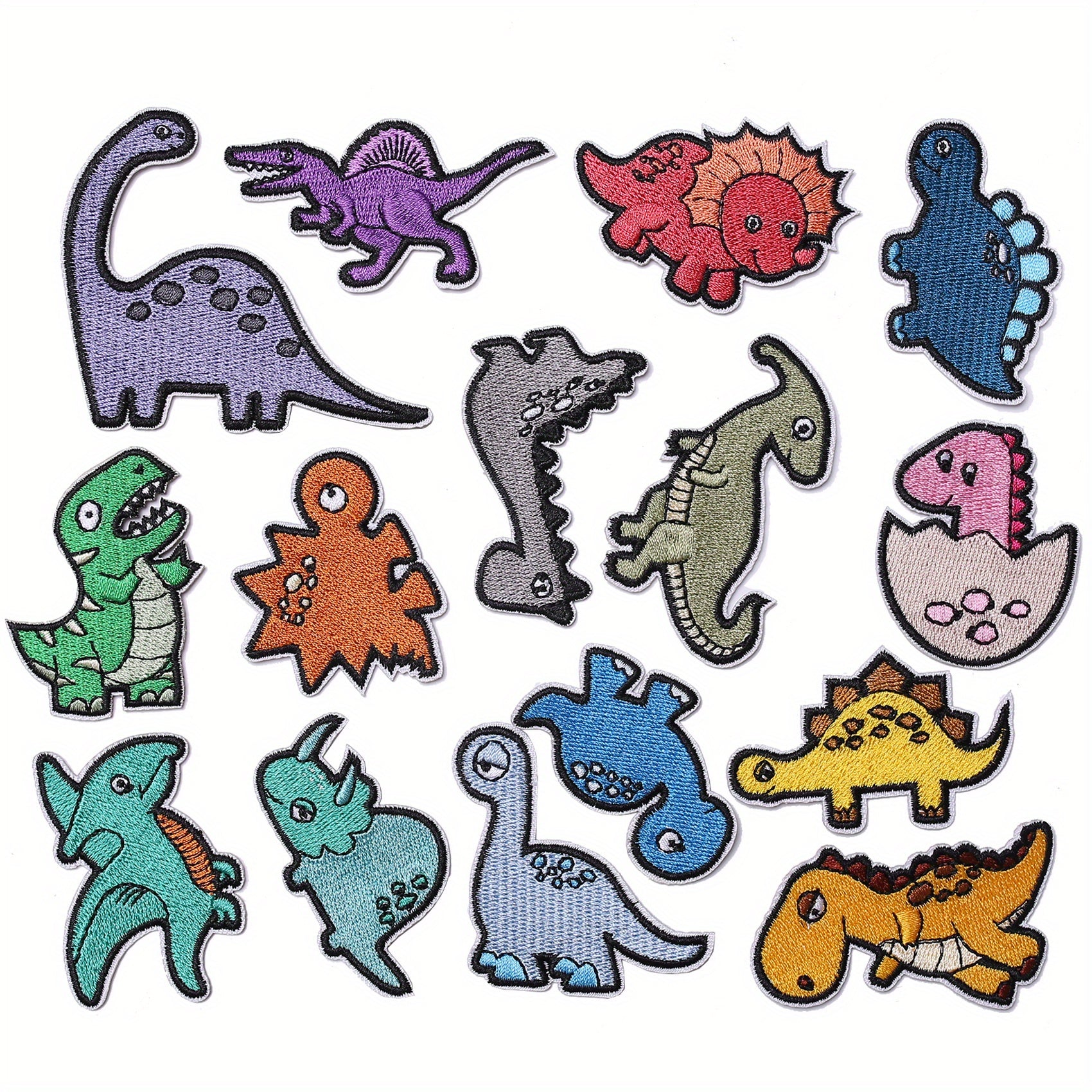 15pcs Dinosaur Iron On Patches Sew On Embroidered Applique Repair Patch