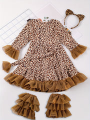 Leopard Print Ruffle Dress Halloween Costume Set