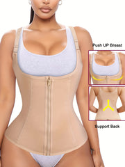 Waist Trainer Vest Zipper Body Shaper Sweat Sauna Tank Top Tummy Control