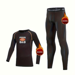 2pcs Toddler Kids Fleece Thermal Compression Sets Football Print Long Sleeve