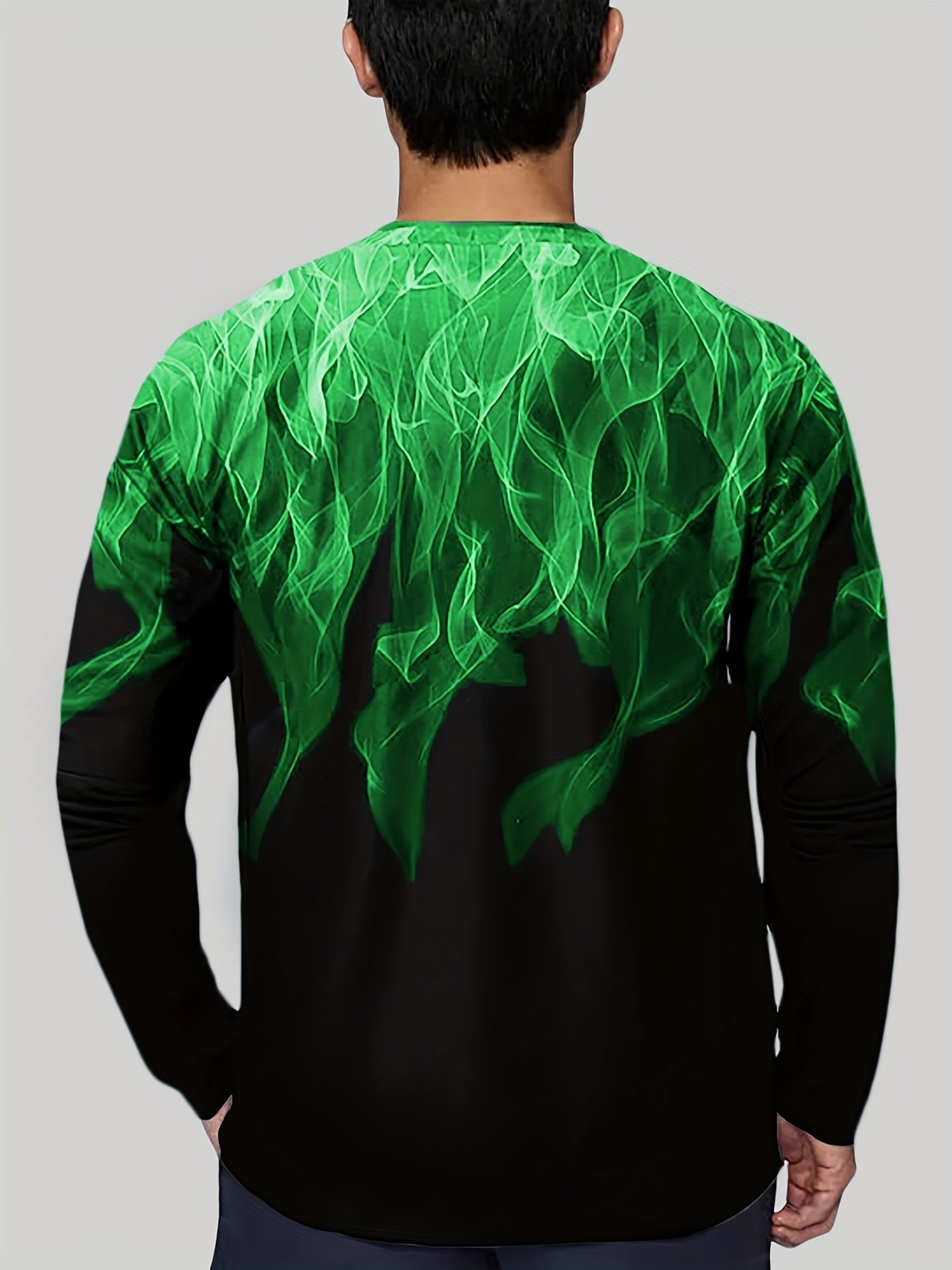 3D Fire Print Men's Graphic Long Sleeves T shirt
