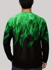 3D Fire Print Men's Graphic Long Sleeves T shirt