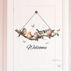 Front Door Welcome Sticker Branch Birds Door Placard Decals