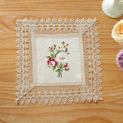 Polyester Table Runner Embroidery Flowers Coffee Lace Fringe for Home Decoration
