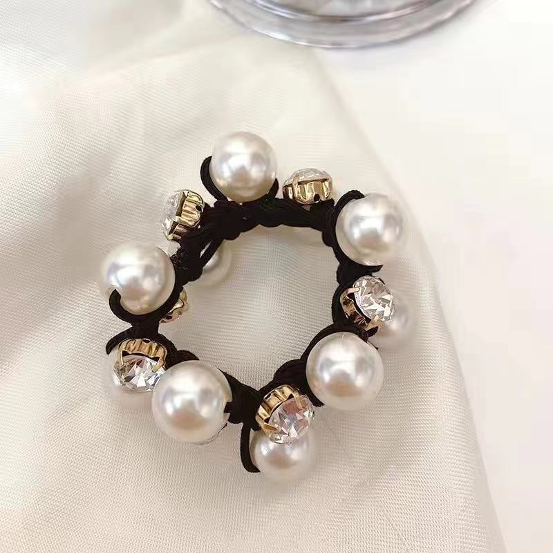 Faux Pearl Hair Tie Head Jewelry Ponytail Hair Rope Crystal Elastic Hair Tie