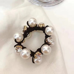 Faux Pearl Hair Tie Head Jewelry Ponytail Hair Rope Crystal Elastic Hair Tie