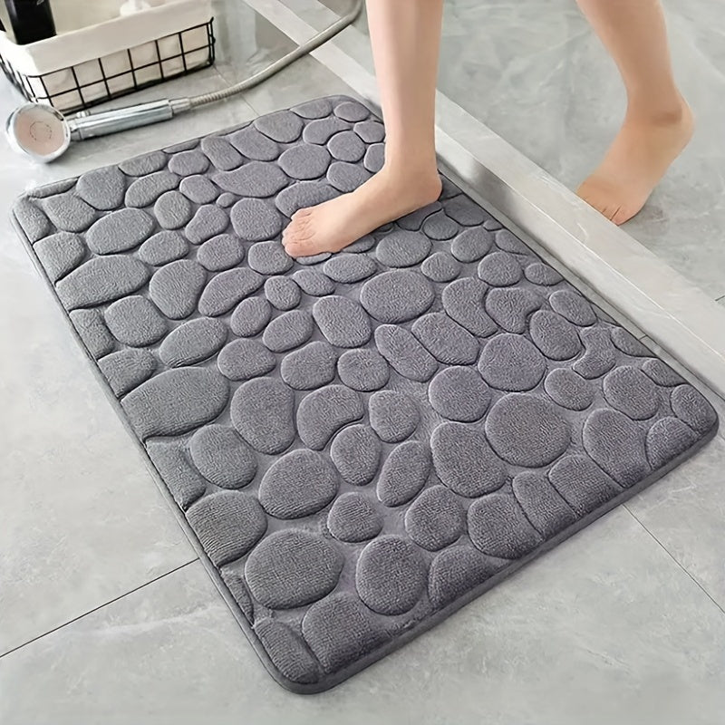 Memory Foam Bath Mat Cobblestone Water Absorbent Non Slip
