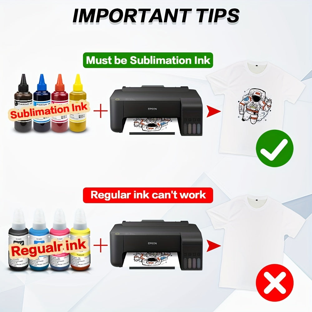 50 Sheets Sublimation Heat Transfer Paper for Custom T Shirts & Bags
