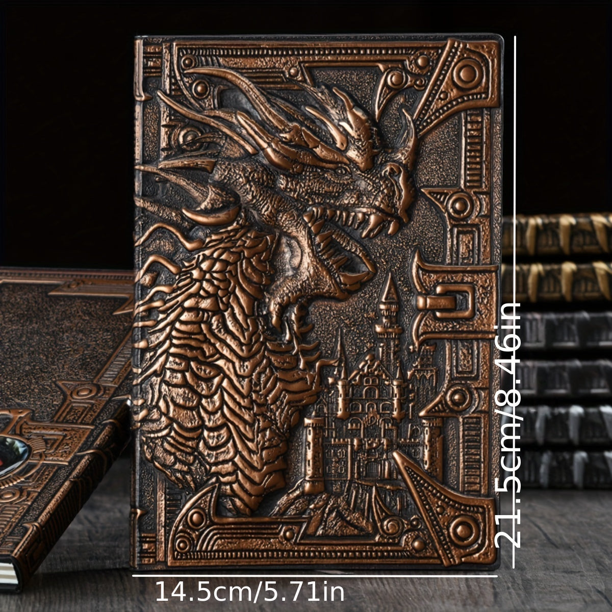 A5 Vintage Embossed Dragon Notepad Metal Stereo