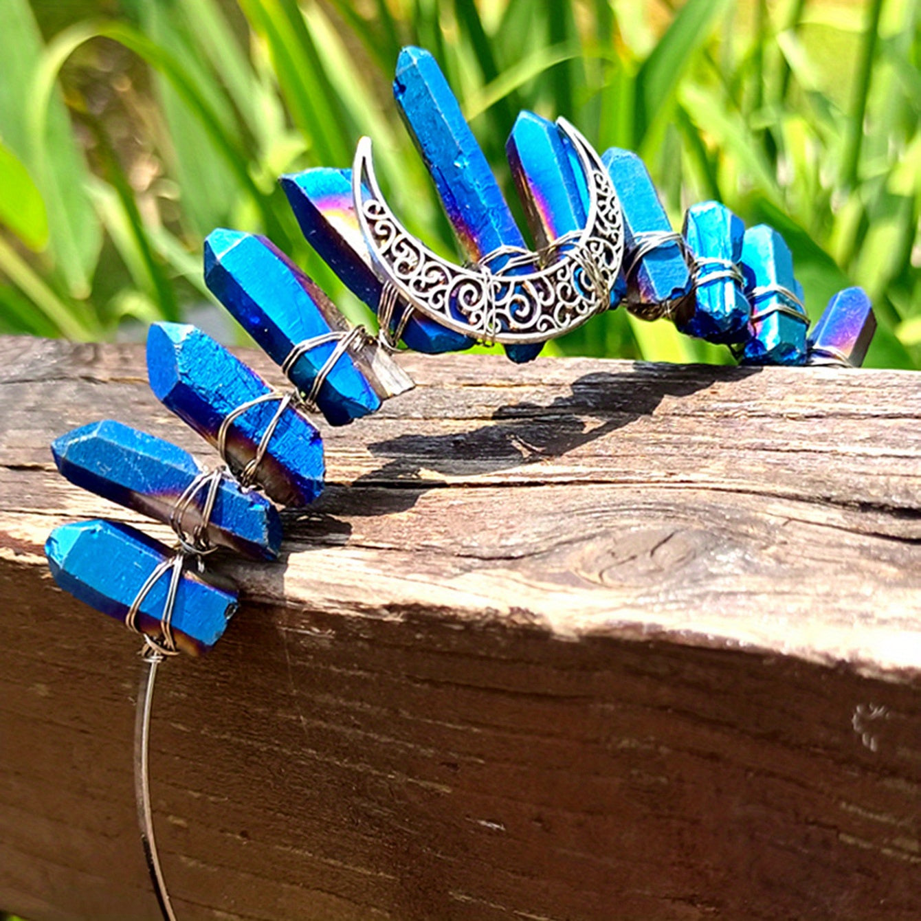 Moon Moon Raw Crystal Stone Quartz Crown Hairband Rhinestone Tiara Mermaid Boho