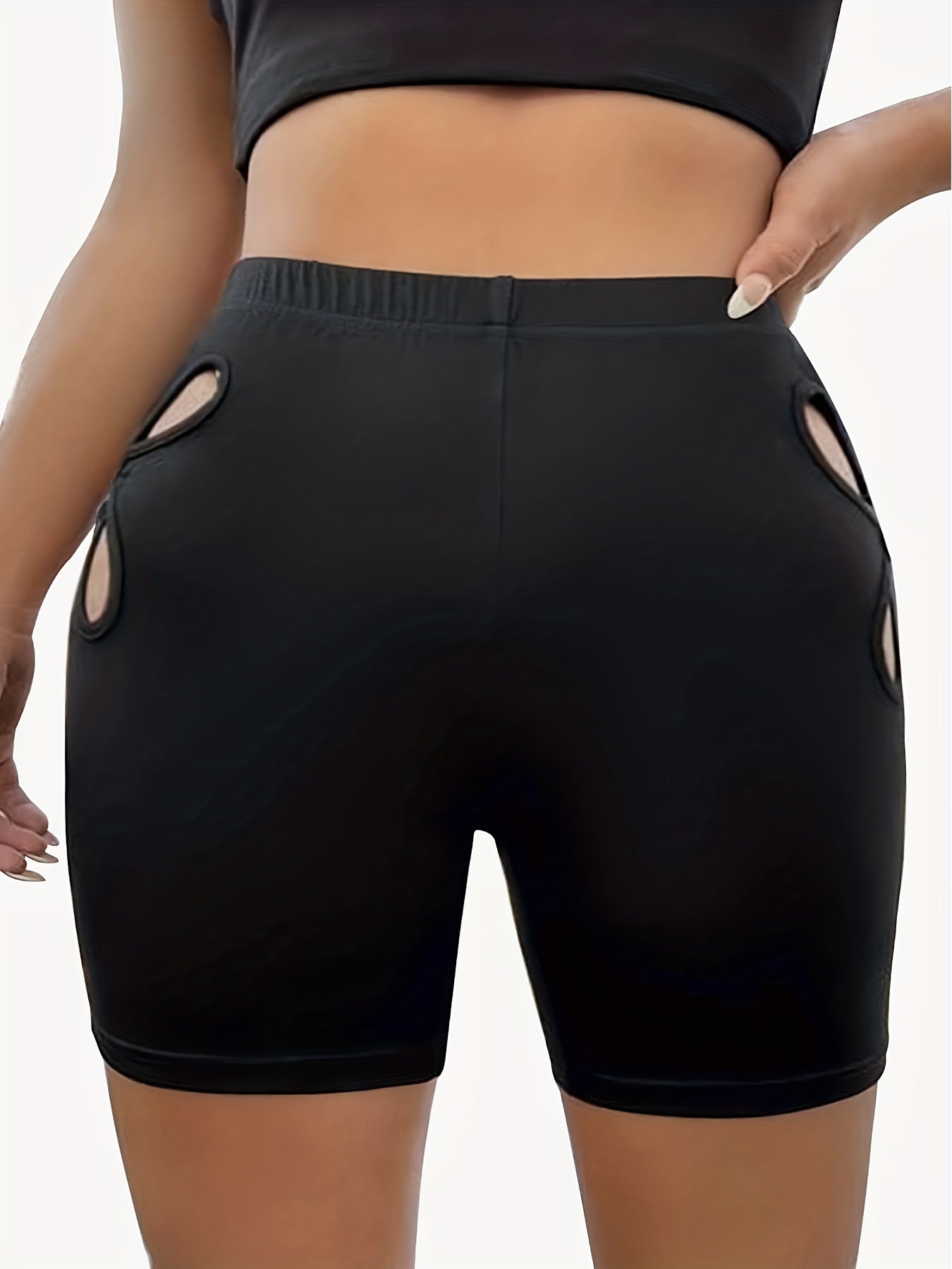  Women's Cut Out High Rise Skinny Fitness Shorts