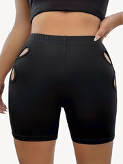  Women's Cut Out High Rise Skinny Fitness Shorts
