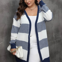  Colorblock Stripe Long Sleeve Cardigan