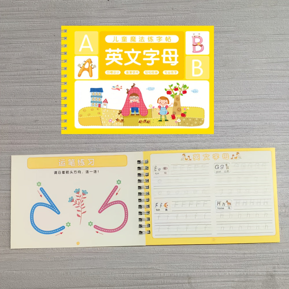 Magic Practice Workbook Set with Pen & 3D Writing Board for Kids