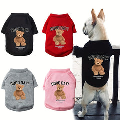 Bear Graphic Pet Crew Neck Sweater For Autumn And Winter