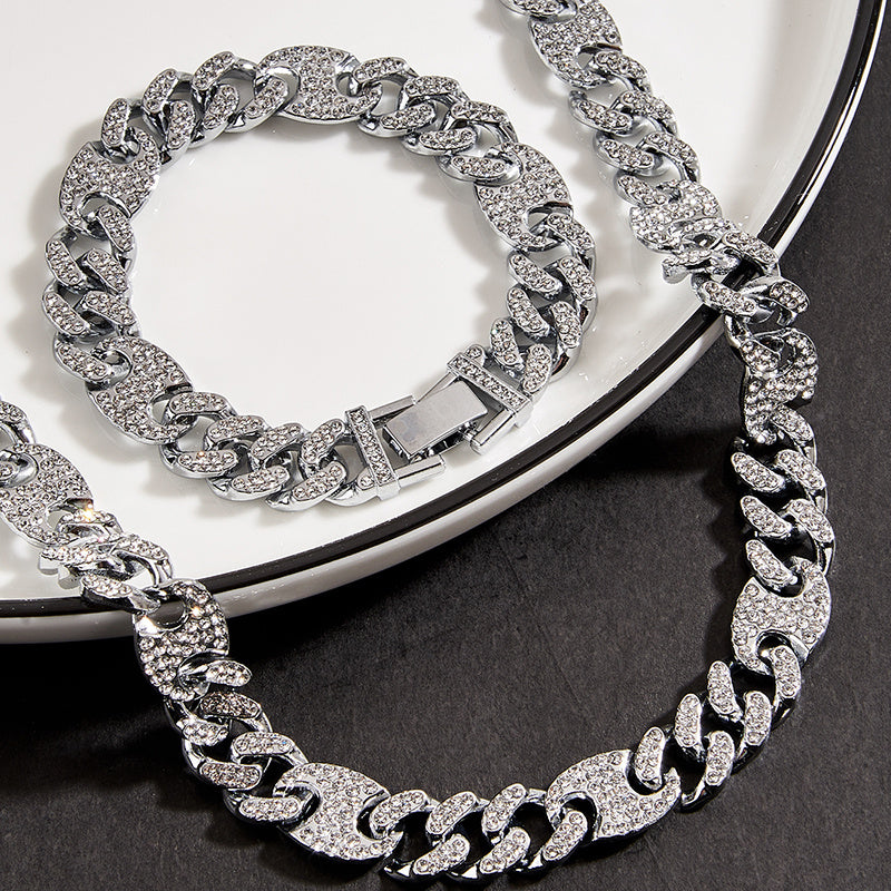 Men's 3 to 1 Oval Necklace and Bracelet Set