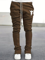 Lightning & Crown Pattern Flared Trousers Men's Casual Joggers