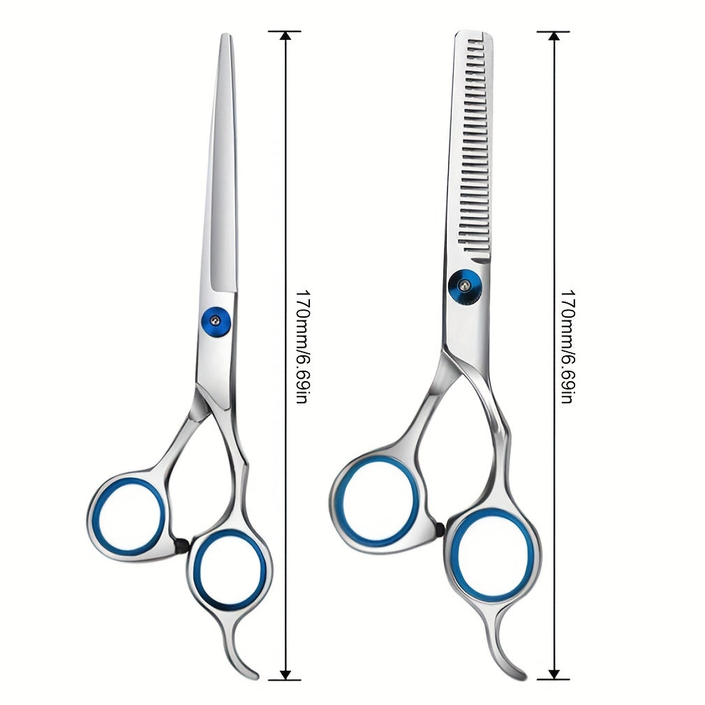 Pro Hair Cutting Thinning Scissors Set with Cape, Comb, Salon Accessories