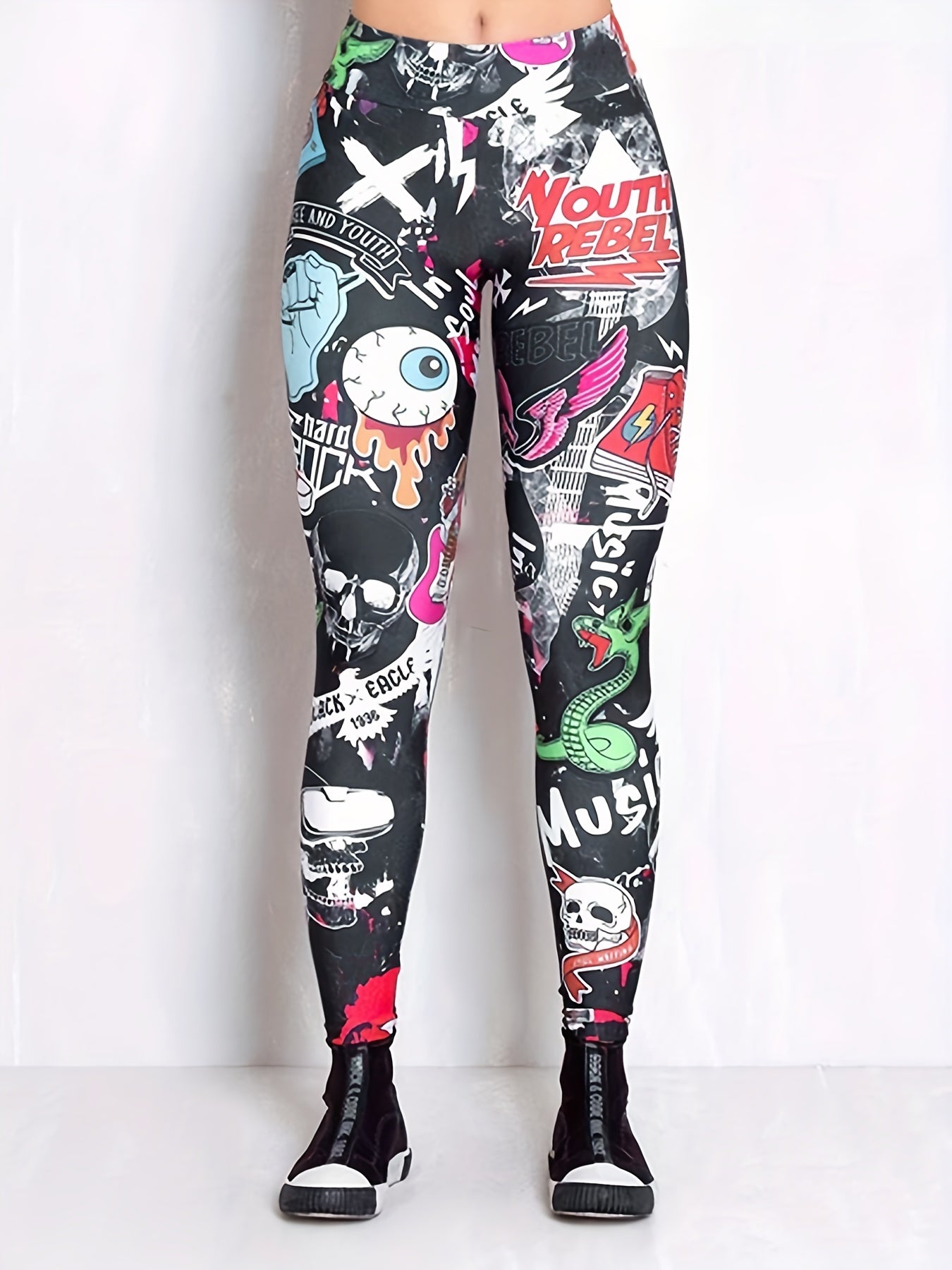 Graphic Print High Waist Leggings for Women