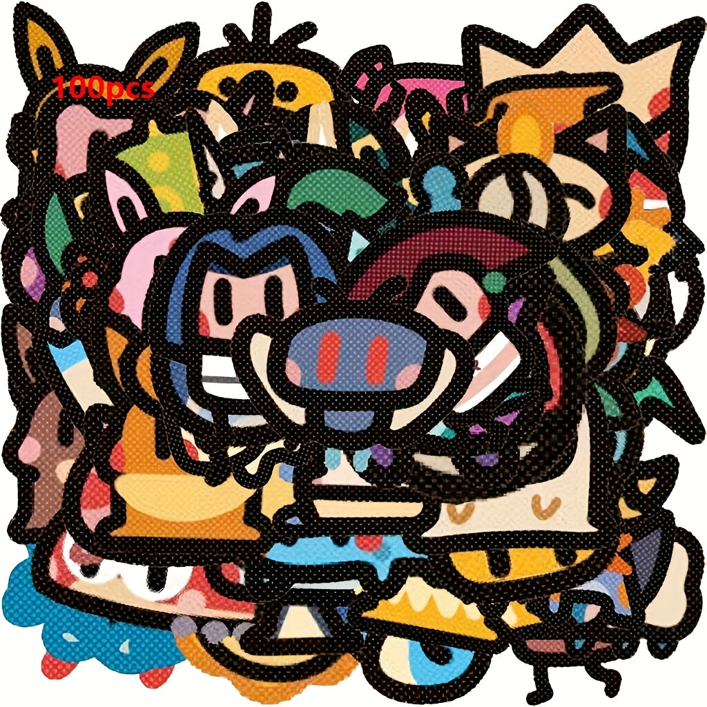 100pcs Monster Vinyl Stickers Vibrant Self Adhesive Mixed Colors
