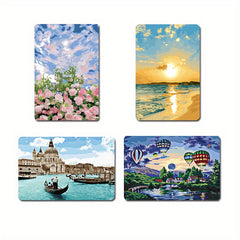4PCS Flower Sunshine Fridge Magnets Sticker Landscape Decorative Magnetic