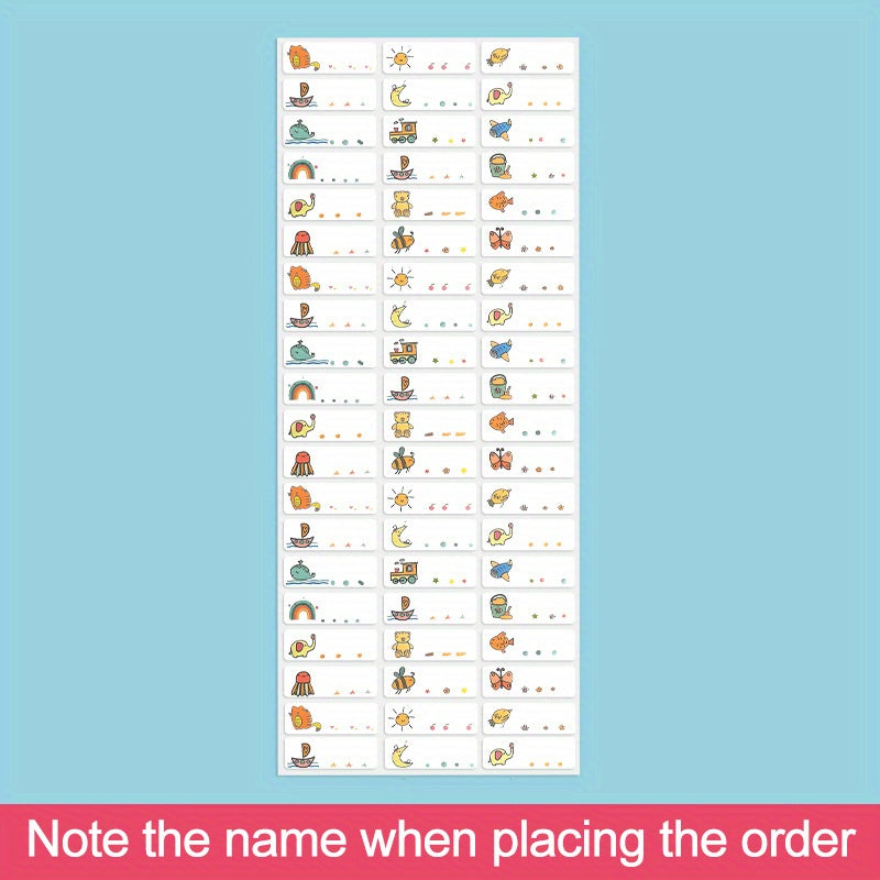 60 Personalized Name Stickers Waterproof Labels MEDIUM 3x1 for Children School