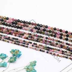 Tourmaline Faceted Small Beads Necklace 16 Inches