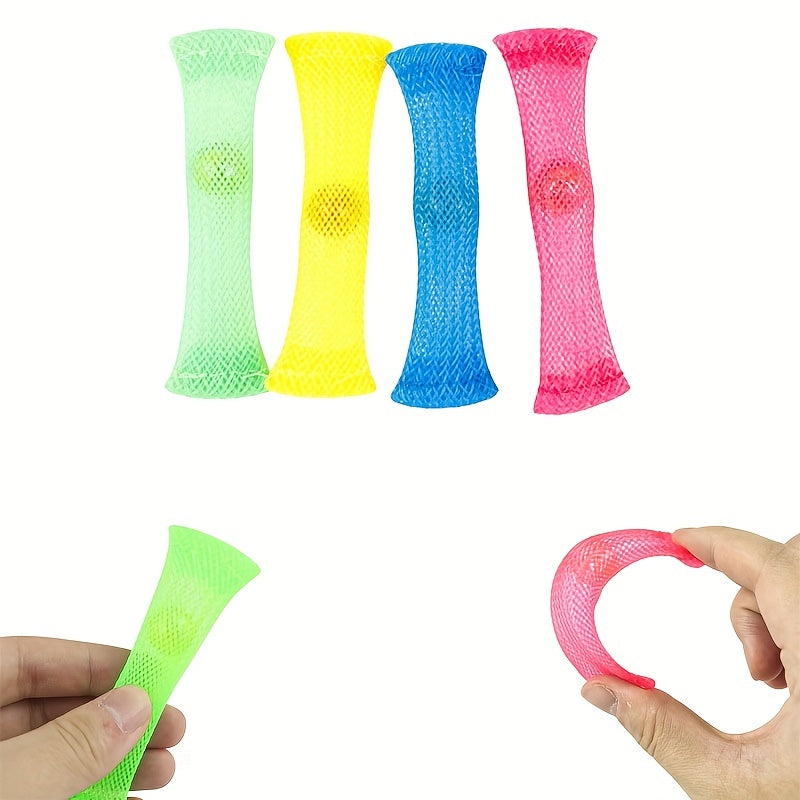 4Pcs Braided Mesh Tubes Fidget Toys with Marble