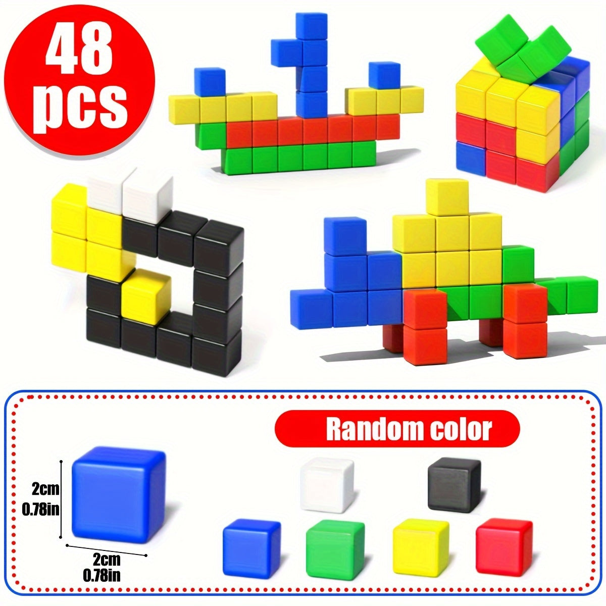 Magnetic Building Blocks Set 48 & 100pcs Small Cubes Sensory Educational Toys