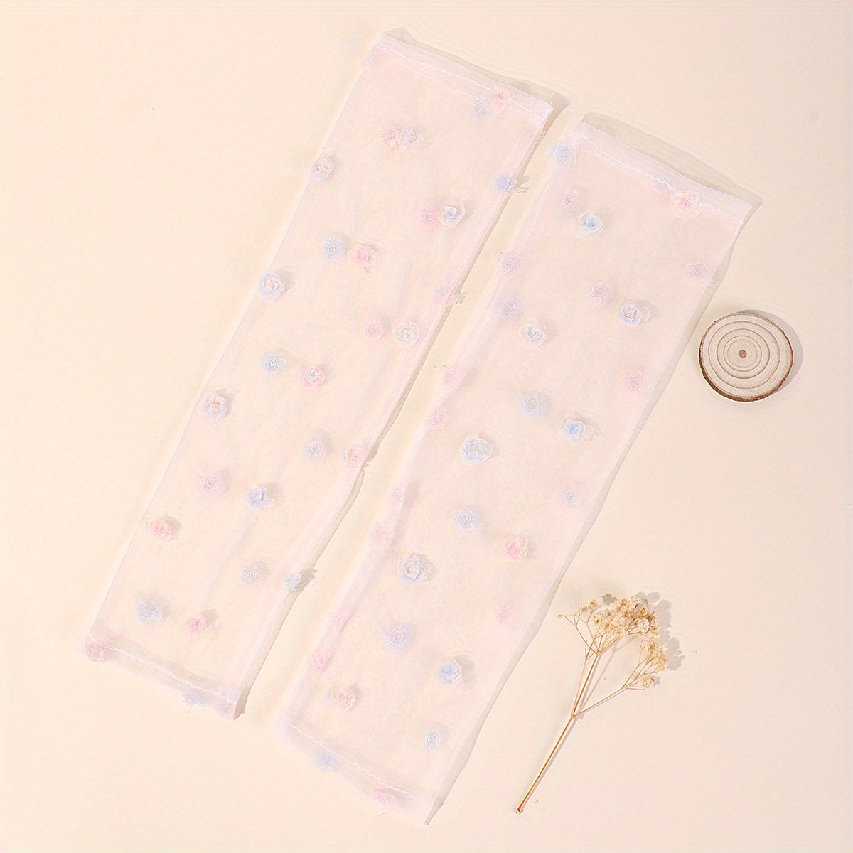 Pink Lace Mesh Sleeve Lightweight Long Arm Sunscreen Sleeve