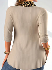  Ribbed Long Sleeve Cardigan with Tie Front