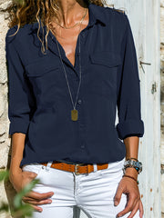  Button Up Long Sleeve Blouse