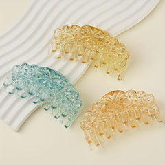6pcs Glitter Crystal Hair Claw Nonslip Ponytail Holder Shark Claw